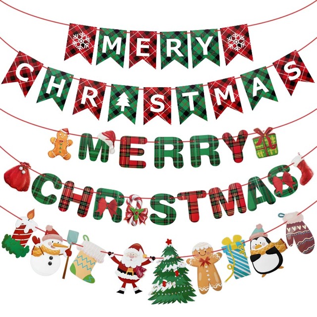 Świąteczny papierowy baner dekoracyjny z wiszącymi ozdobami dla domu - Santa Ornament 2022 Navidad - Wianko - 1