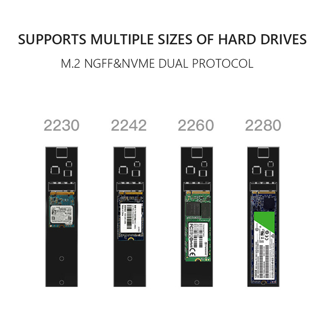 Obudowa dysku twardego SSD M2 z podwójnym protokołem, obsługa NVME/NGFF M.2, złącze typu C 3.1, adapter do dysku SSD na klucz SATA, kompatybilna z dyskami półprzewodnikowymi - Wianko - 3