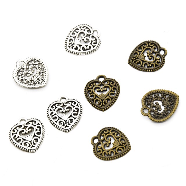 25 sztuk gorący bubel stopu metalu Hollow serce Charms do bransoletek DIY - Wianko - 2