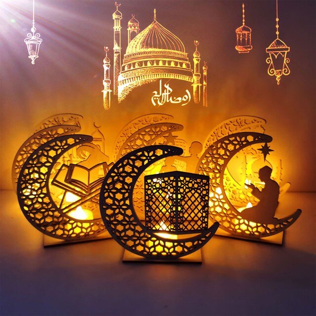 Drewniane wydrążone ozdoby muzułmańskie Ledeid Mubarak - DIY dekoracje dla święta Eid Al Fitr - Wianko - 3