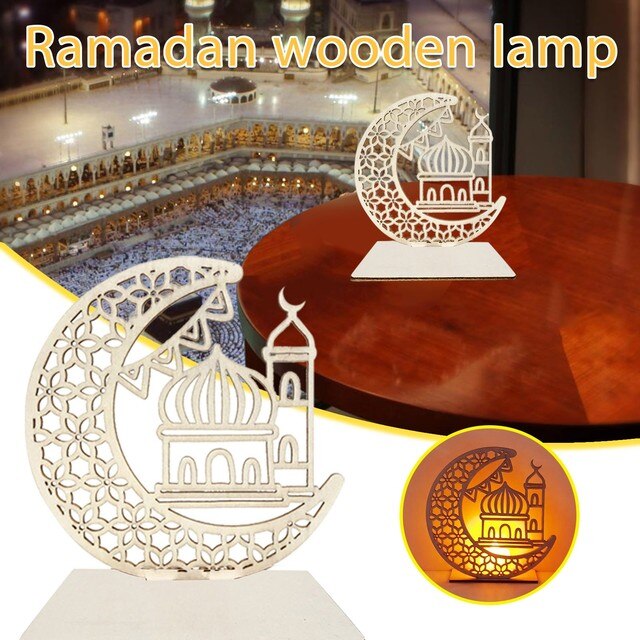 Drewniane wydrążone ozdoby muzułmańskie Ledeid Mubarak - DIY dekoracje dla święta Eid Al Fitr - Wianko - 1