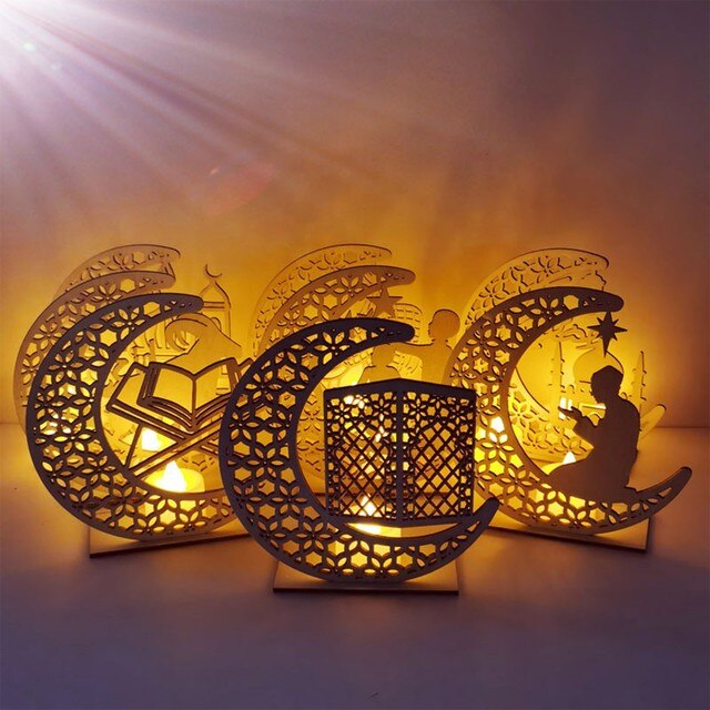 Drewniane wydrążone ozdoby muzułmańskie Ledeid Mubarak - DIY dekoracje dla święta Eid Al Fitr - Wianko - 4