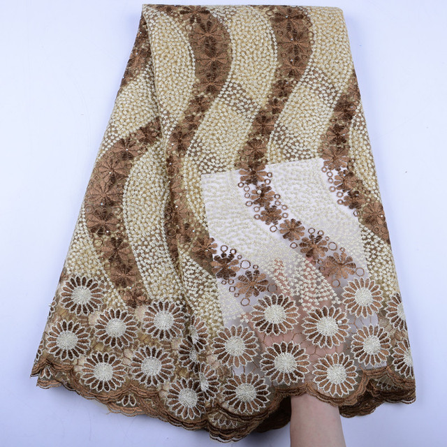 Tiulowa koronkowa tkanina z kamieniami i haftem francuskim - wysokojakościowa, afrykańska, S1476 - Wianko - 5