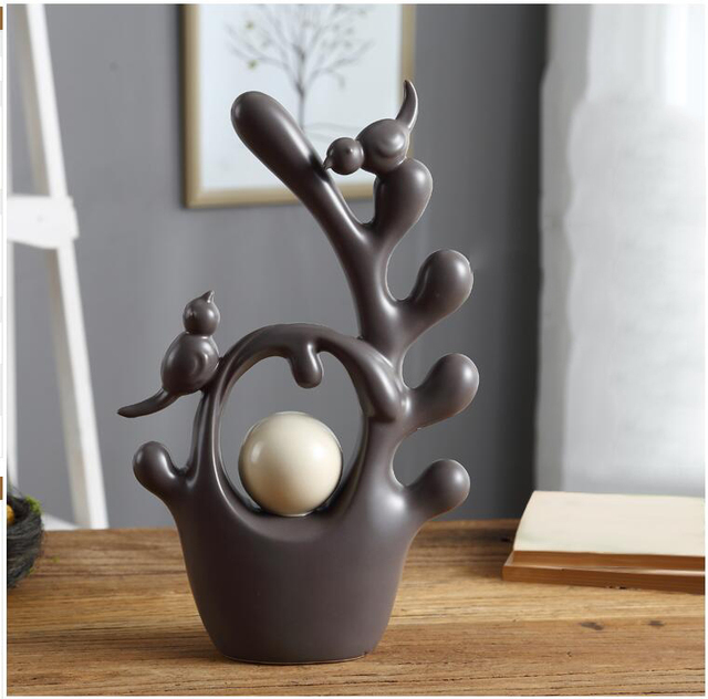 Ceramiczne figurki zwierząt do dekoracji wnętrz - ptaki i jeleń - Wianko - 9