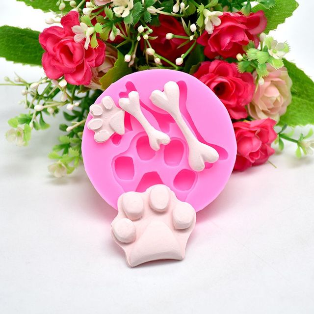 Silikonowe formy w kształcie kości do pieczenia, dekoracji i cukiernictwa - pies, kot, niedźwiedź, łapa - Wianko - 4
