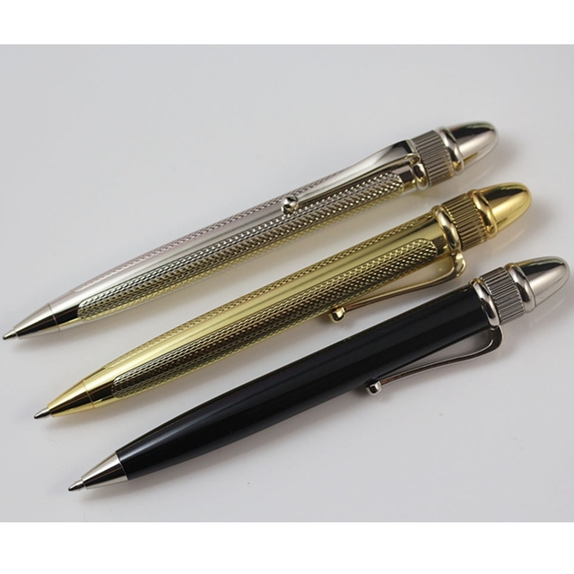 Długopis kulkowy metalowy rzeźbiony - nowoczesny design, wysoka jakość - Wianko - 1