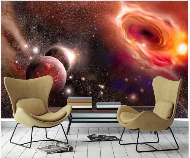Fototapeta 3D z niestandardowymi malowidłami fantasy wszechświat gwiaździste niebo planeta droga mleczna - Wianko - 3