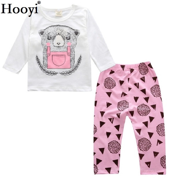 Zestaw ubrań dla dziewczynki: Różowy miś - koszulka, spodnie długim rękawem - Wianko - 25