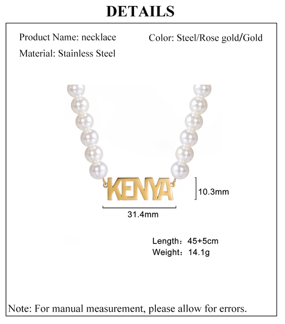 Naszyjnik z perłami Cazador Fashion – spersonalizowana biżuteria dla kobiet i dziewczynek z nierdzewnej stali - Wianko - 4