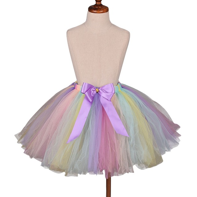Opaska jednorożec Tutu z pastelową tęczową spódnicą dla dziewczynek - dziecięcy kostium na Halloween i urodziny (Newborn-12Y) - Wianko - 2
