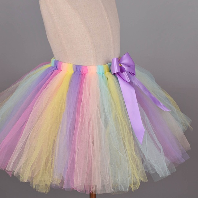 Opaska jednorożec Tutu z pastelową tęczową spódnicą dla dziewczynek - dziecięcy kostium na Halloween i urodziny (Newborn-12Y) - Wianko - 4