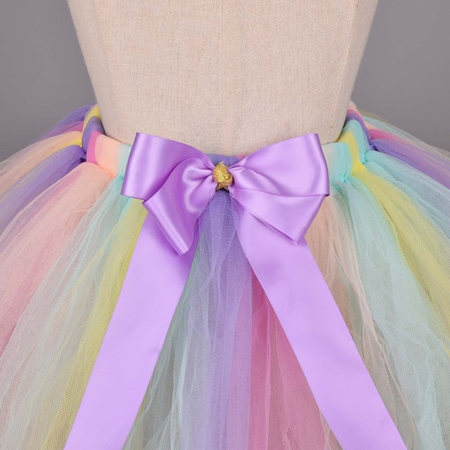 Opaska jednorożec Tutu z pastelową tęczową spódnicą dla dziewczynek - dziecięcy kostium na Halloween i urodziny (Newborn-12Y) - Wianko - 3