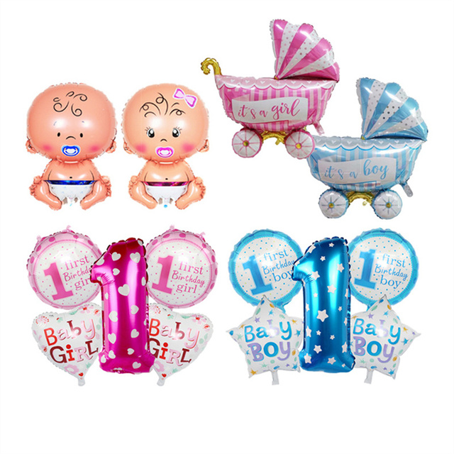 Foliowe balony na pierwsze urodziny chłopca - dekoracje na Baby Shower i 1. roczek dla dziewczynki - Wianko - 2