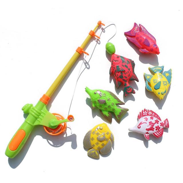 Magnetyczna wędka z 1 wędziskiem i 6 kolorowymi rybkami - zestaw zabawek wędkarskich dla dzieci - Wianko - 3