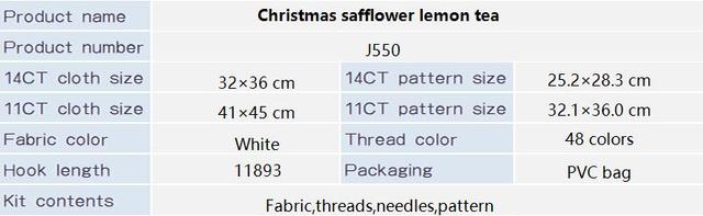 Zestaw do haftowania Boże Narodzenie, krokosz, herbata cytrynowa, ściegi krzyżykowe, płótno liczone, tłoczone 11CT/14CT, drukowane nici - Wianko - 3
