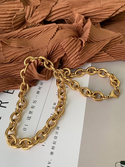 Naszyjnik damska biżuteria w kształcie litery O z tytanem i 18K złotem na łańcuszku ze stali nierdzewnej - Wianko - 7