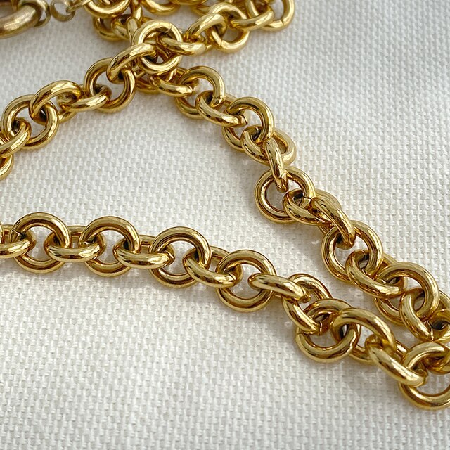 Naszyjnik damska biżuteria w kształcie litery O z tytanem i 18K złotem na łańcuszku ze stali nierdzewnej - Wianko - 4