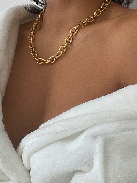 Naszyjnik damska biżuteria w kształcie litery O z tytanem i 18K złotem na łańcuszku ze stali nierdzewnej - Wianko - 2