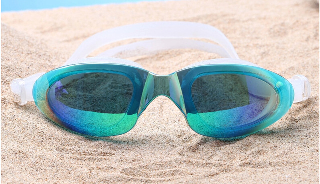 Duże, wodoodporne i przeciwmgielne okulary pływackie Unisex z galwanizowaną, płaską ramką - Wianko - 8