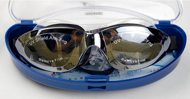 Duże, wodoodporne i przeciwmgielne okulary pływackie Unisex z galwanizowaną, płaską ramką - Wianko - 11