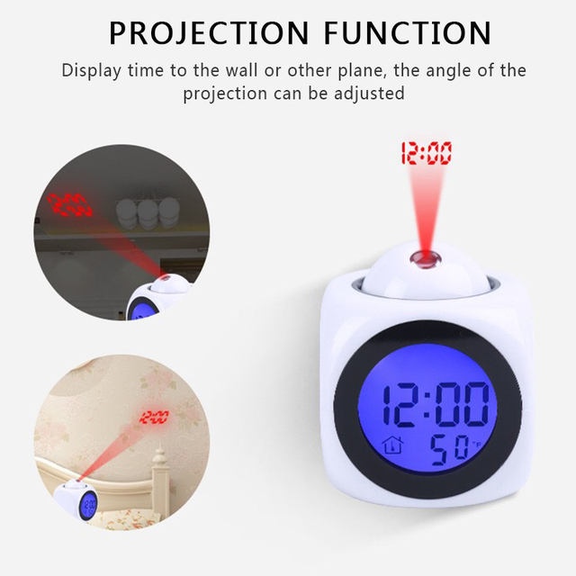Inteligentny budzik LED z projekcją czasu i czujnikiem temperatury do dekoracji domu i biura - Wianko - 5