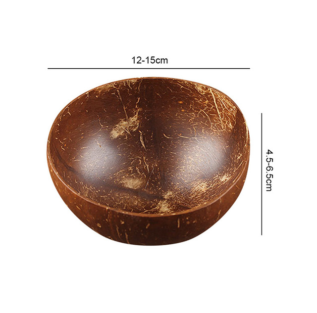 Miska kokosowa drewniana misa z łyżką ze stali nierdzewnej, przyjazna dla środowiska - Wianko - 17