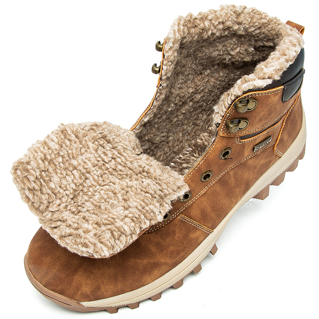 Duże męskie buty śnieżne – wodoodporne, pluszowe, super ciepłe, botki outdoorowe - Wianko - 12