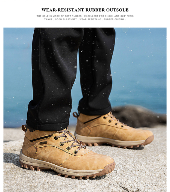 Duże męskie buty śnieżne – wodoodporne, pluszowe, super ciepłe, botki outdoorowe - Wianko - 17