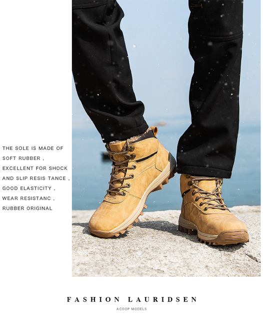 Duże męskie buty śnieżne – wodoodporne, pluszowe, super ciepłe, botki outdoorowe - Wianko - 19
