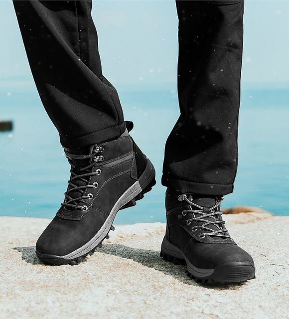 Duże męskie buty śnieżne – wodoodporne, pluszowe, super ciepłe, botki outdoorowe - Wianko - 24
