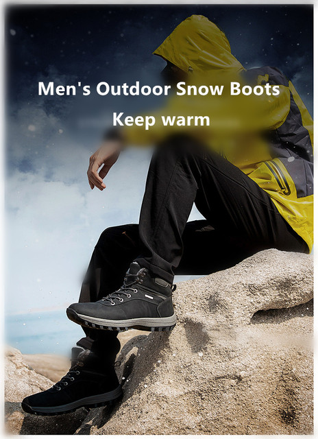 Duże męskie buty śnieżne – wodoodporne, pluszowe, super ciepłe, botki outdoorowe - Wianko - 5