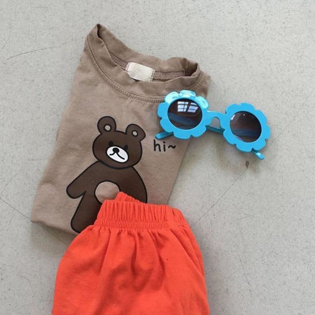 Zestaw ubrań letnich dla dziewczynek MILANCEL 2021 - koszulka z nadrukiem niedźwiedzia i spodenki - Wianko - 2