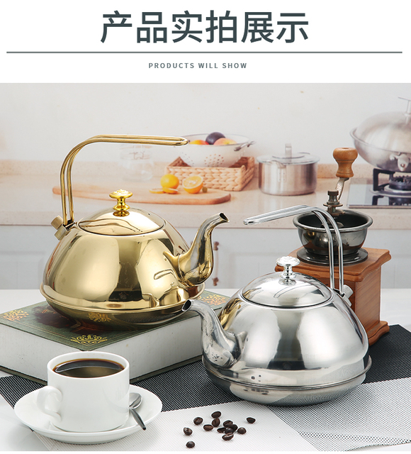 Duży czajnik do herbaty ze stali nierdzewnej, złoty, srebrny, z filtrem siatkowym - Wianko - 13