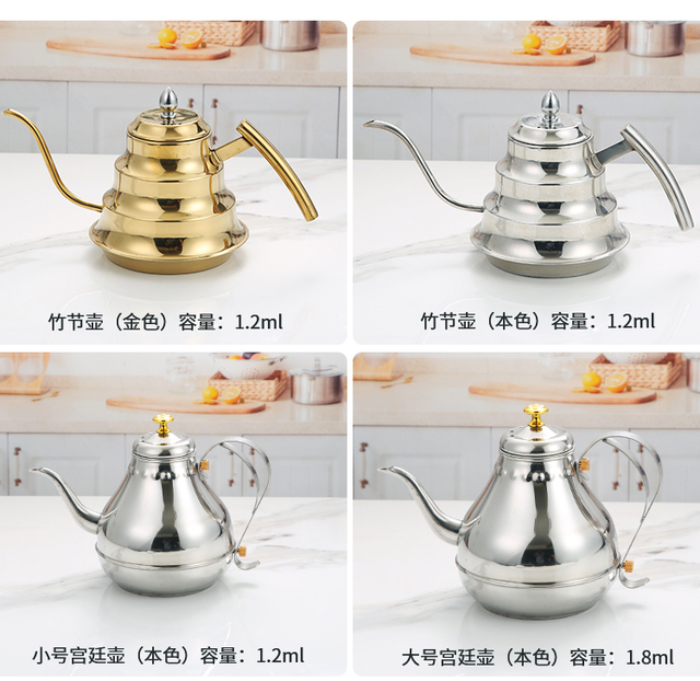 Duży czajnik do herbaty ze stali nierdzewnej, złoty, srebrny, z filtrem siatkowym - Wianko - 7