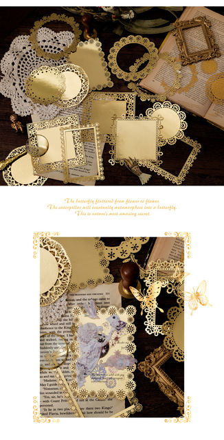 Mengtai 10 sztuk złoty Hollow koronki obręcz Magic circle papierowy materiał dekoracyjne śmieci dziennik papiernicze Scrapbooking pamiętnik Album LableZłote Hollow koronki - 10 sztuk - ideale do dekoracji pamiętników i albumów scrapbookingowych - Wianko - 11