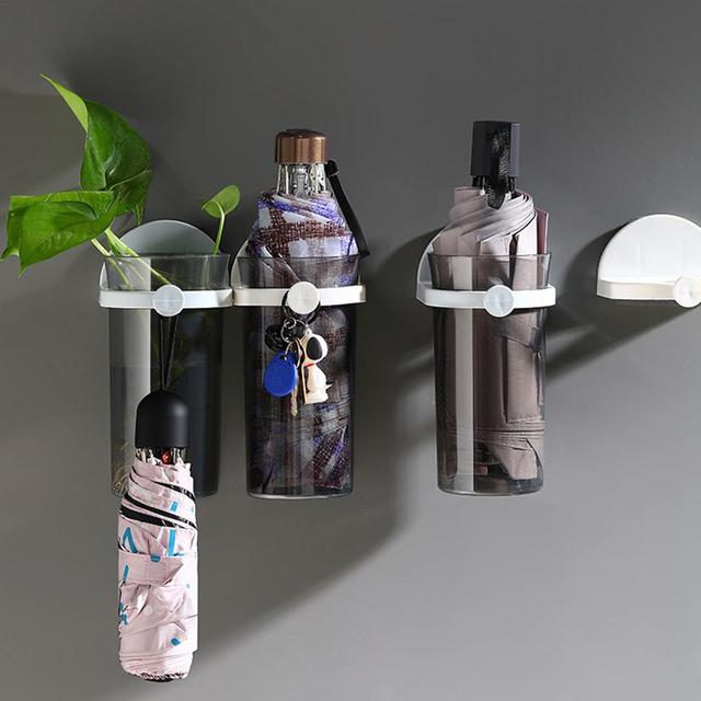 Plastikowy stojak na parasole do wieszania na ścianie z organizatorem do przechowywania w korytarzu domowym i biurze - Wianko - 2
