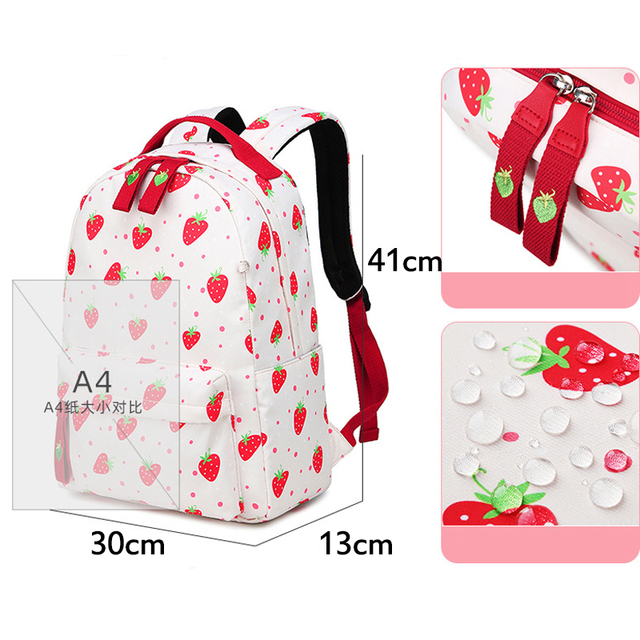 Żeński plecak szkolny z nadrukiem owoców - lekki, wodoodporny, nylonowy, idealny dla dziewcząt - Wianko - 1
