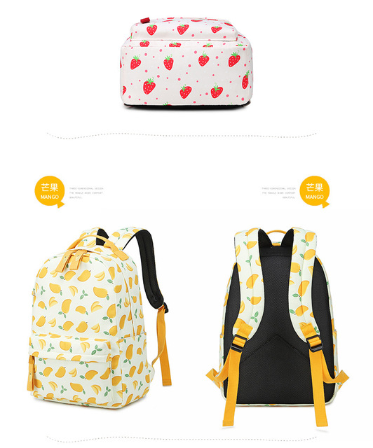 Żeński plecak szkolny z nadrukiem owoców - lekki, wodoodporny, nylonowy, idealny dla dziewcząt - Wianko - 15