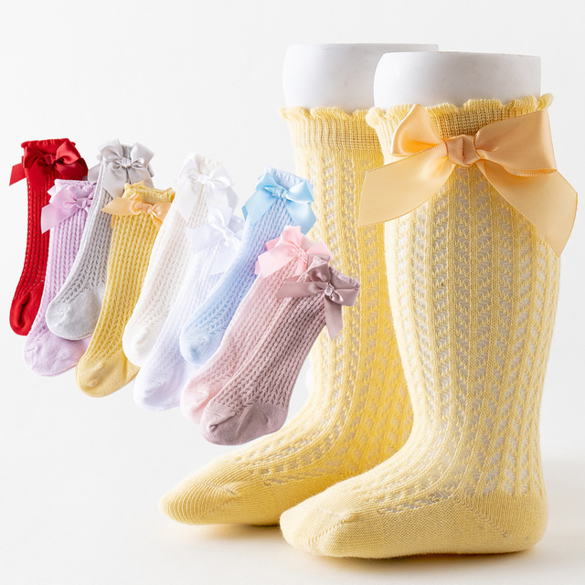 Dziewczęce letnie skarpety siatkowe do kolan z miękkiej bawełny dla noworodka - Wianko - 2