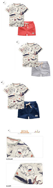 Dziecięcy strój BINIDUCKLING: koszulka z krótkim rękawem i szorty z letnim nadrukiem ryb dla chłopców - Wianko - 5