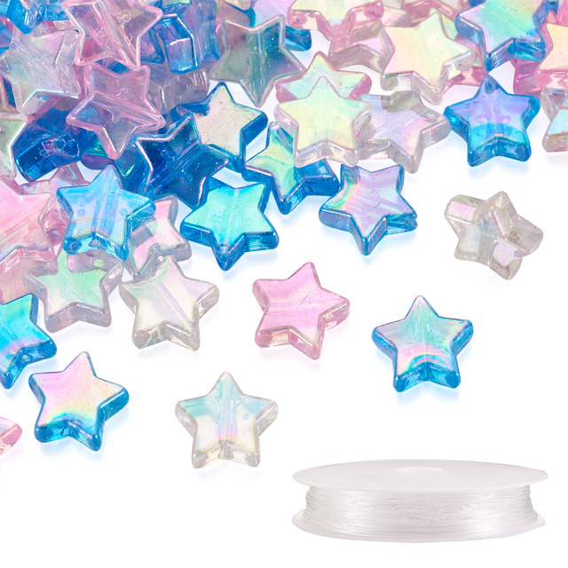 480 sztuk przezroczystych akrylowych koralików Star z jasnym elastycznym Crystal Cord do tworzenia biżuterii - Wianko - 6