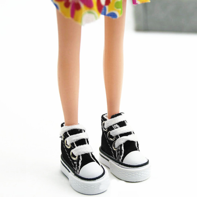 Mini lalka Barbie - Sportowe trampki dla lalek - 1 para - 3.5cm - Brezentowe buty - Wianko - 16