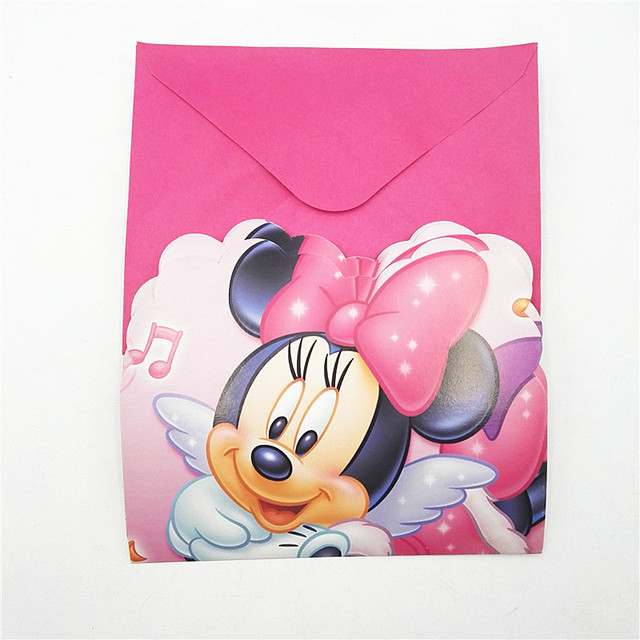 Zaproszenia urodzinowe dla dzieci Cartoon Minnie Mouse - zestaw 6 sztuk - Wianko - 2