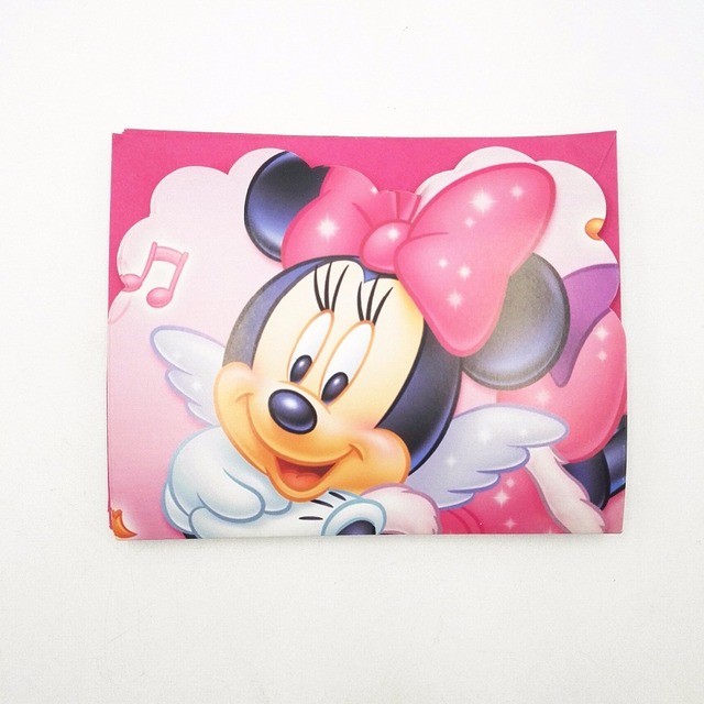 Zaproszenia urodzinowe dla dzieci Cartoon Minnie Mouse - zestaw 6 sztuk - Wianko - 1