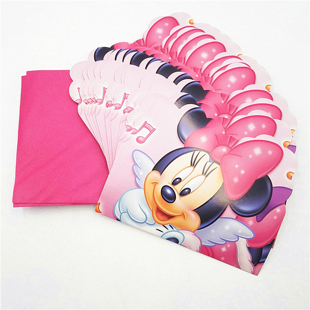Zaproszenia urodzinowe dla dzieci Cartoon Minnie Mouse - zestaw 6 sztuk - Wianko - 5