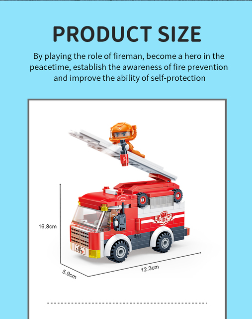 Konstrukcja strażackiego wozu bojowego BanBao - klasyczny model z cegłami budowlanymi dla dzieci (7131) - Wianko - 5