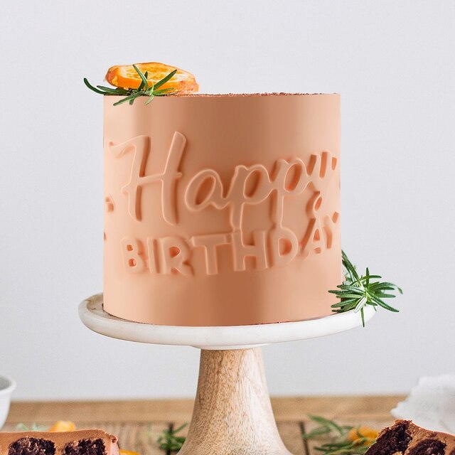 Forma do ciasta plastikowa - wzornik koronkowy, 3D Happy Birthday, szablon do dekoracji ciast, czekolada, mus, narzędzie DIY - Wianko - 2