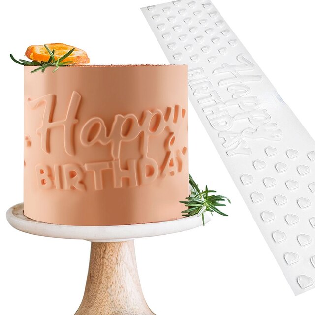 Forma do ciasta plastikowa - wzornik koronkowy, 3D Happy Birthday, szablon do dekoracji ciast, czekolada, mus, narzędzie DIY - Wianko - 1