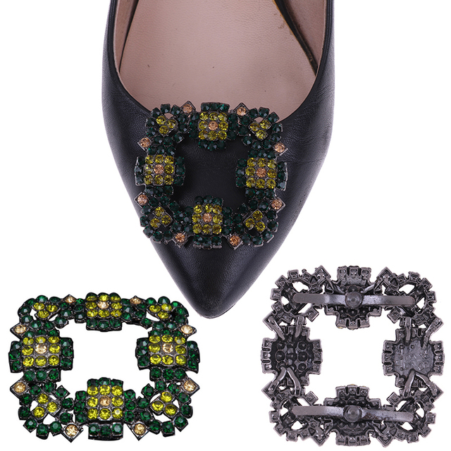 Zielone buty ozdobne z kryształkami Rhinestone - klamra butowa, dekoracja dla kobiet, dziewczyna - Wianko - 7