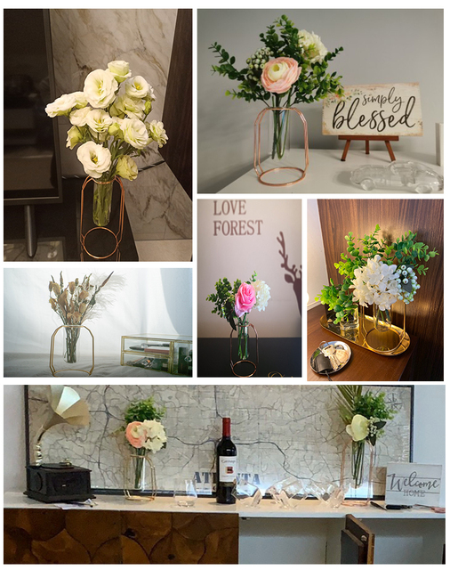 Wystrój Terrarium - kwiatowa dekoracja domowa z minimalistycznym, złotym wazonem - Wianko - 1